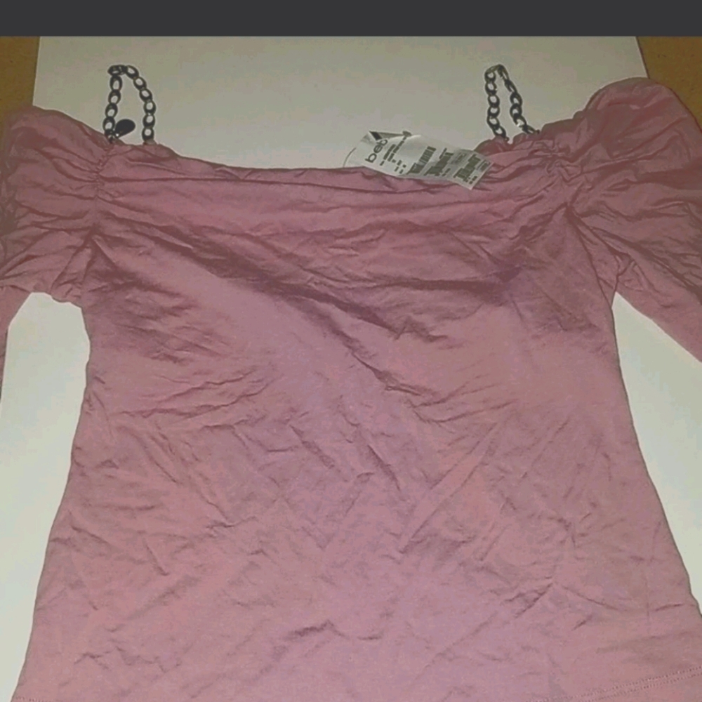 Bebe cold shoulder w/ rhinestone chains nwt
